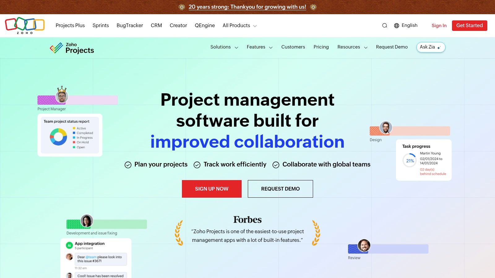 Zoho Projects scheduling interface