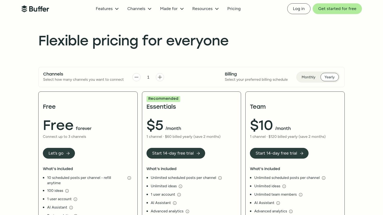 Buffer Pricing Plans