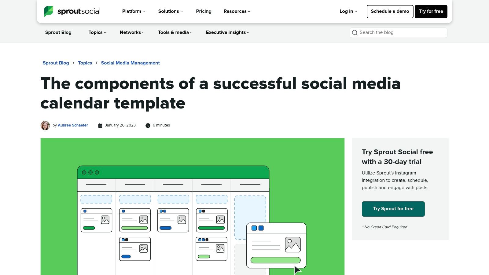 Sprout Social – Free Social Media Calendar Template