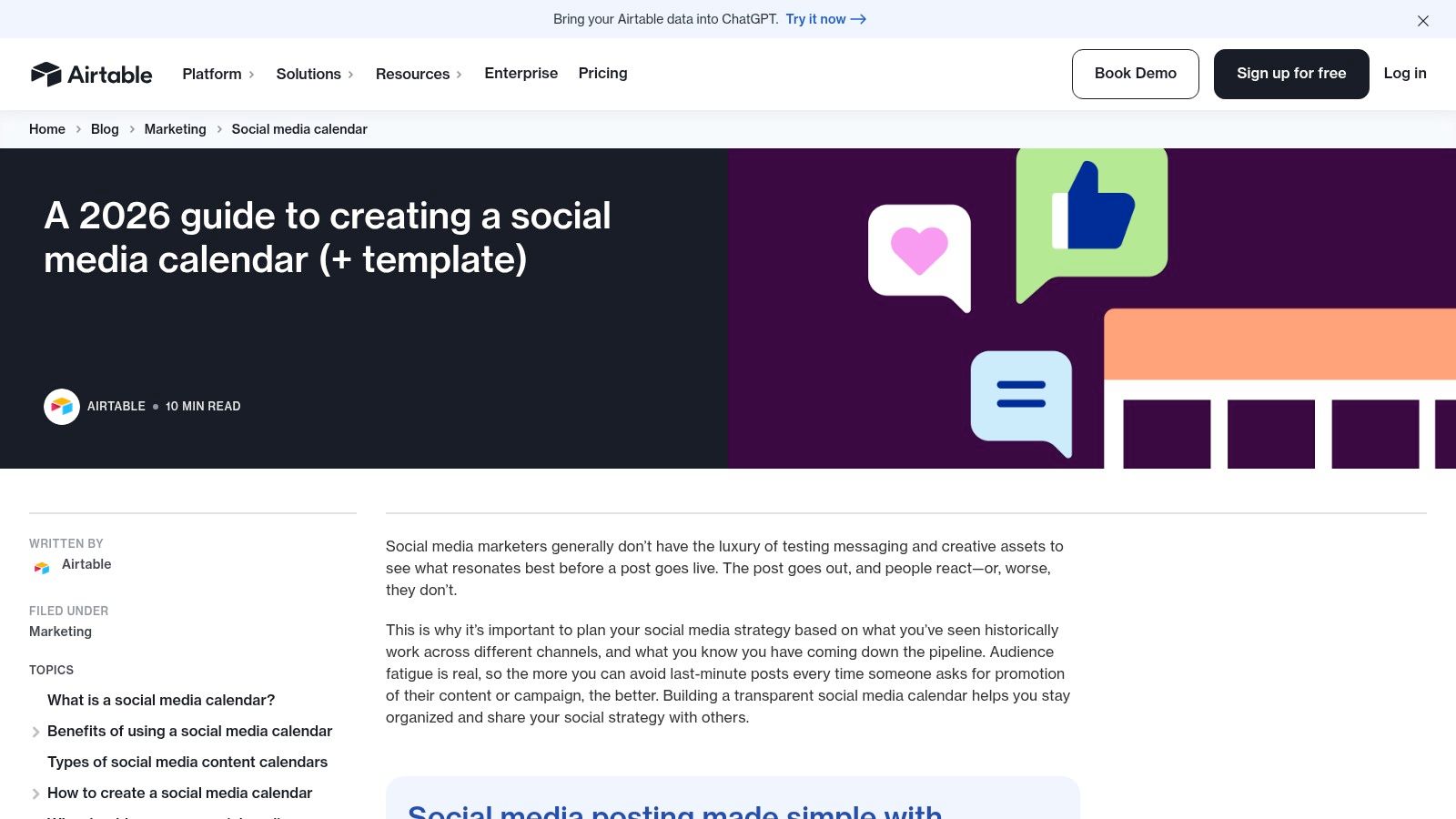 Airtable – Social Media/Content Calendar Template (base)