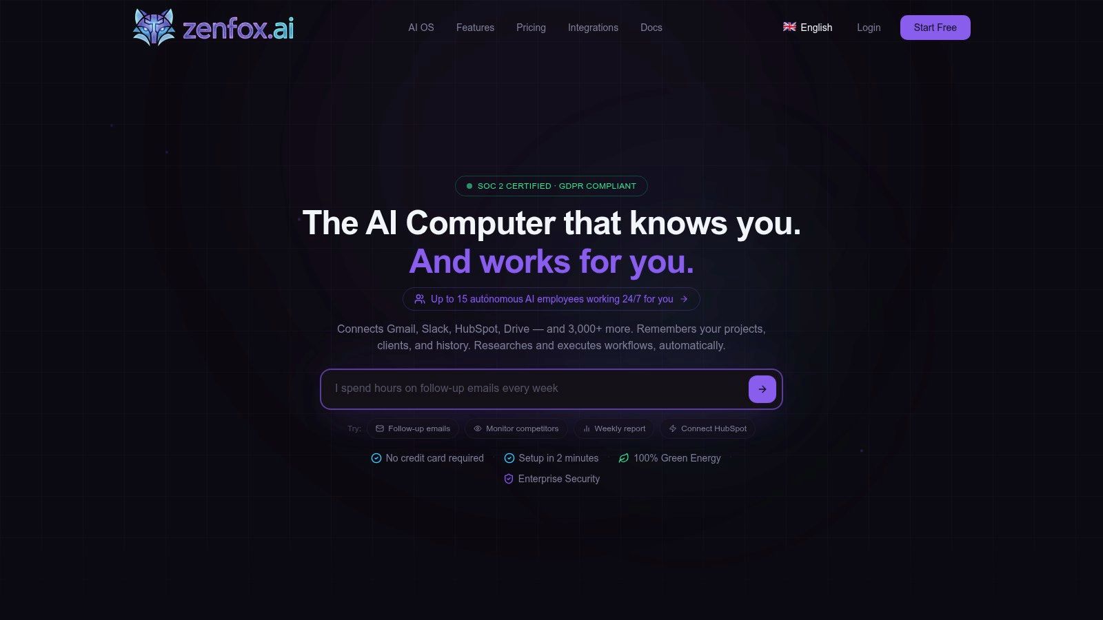 Screenshot from https://zenfox.ai