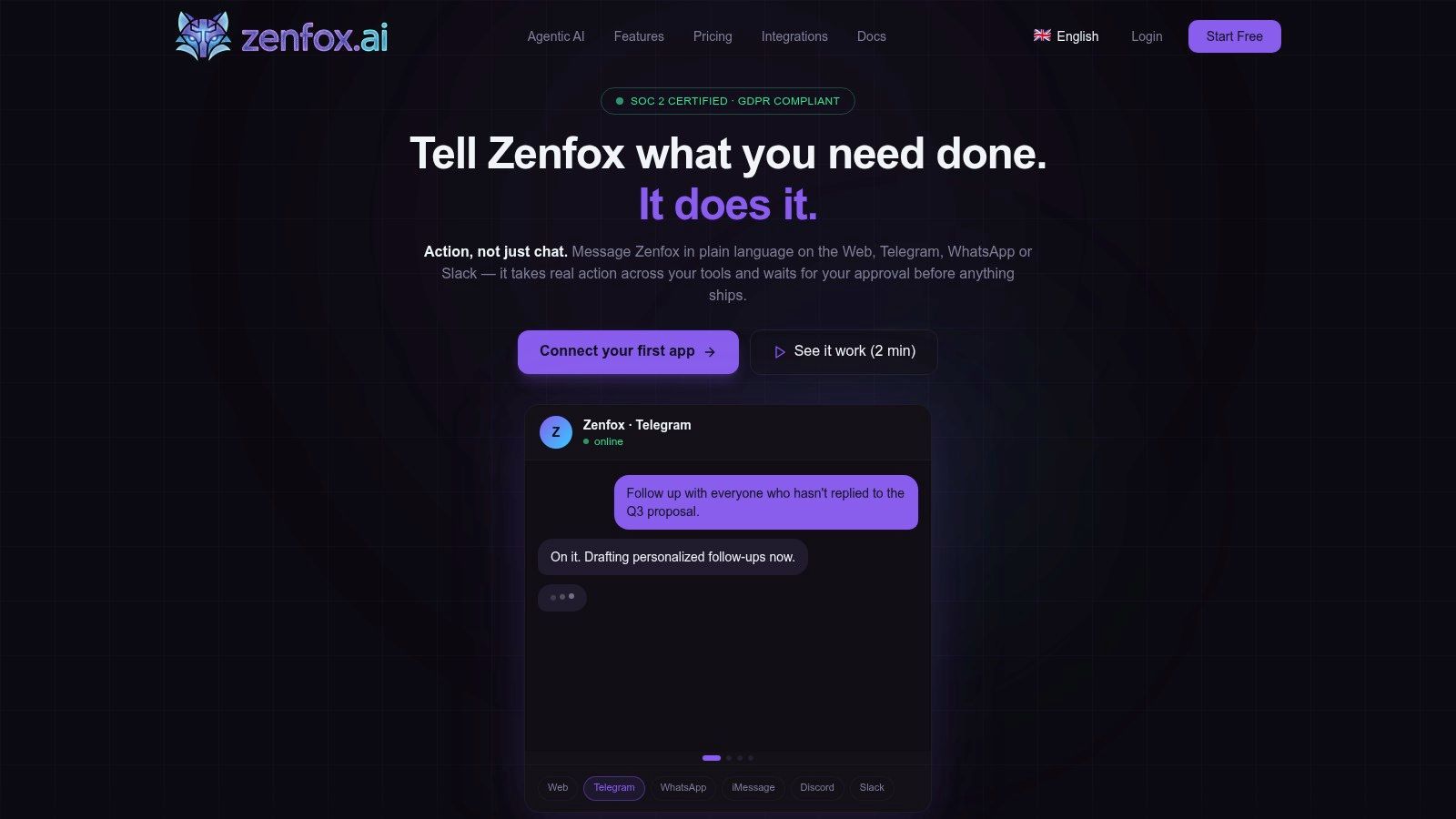 Screenshot from https://zenfox.ai