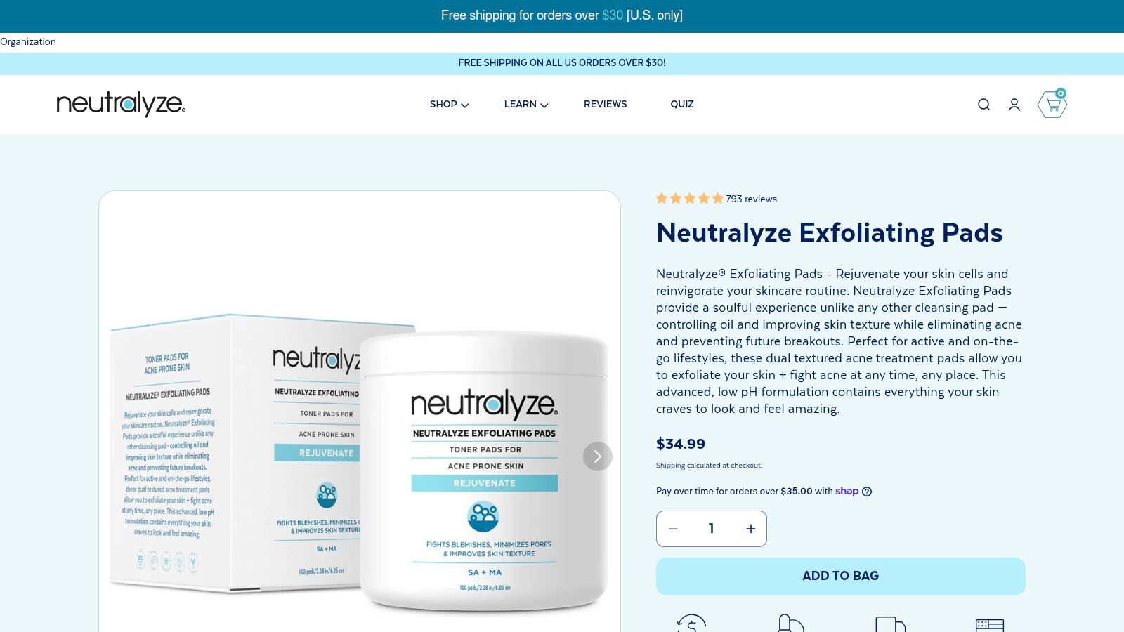 Screenshot from https://www.neutralyze.com/products/neutralyze-exfoliating-pads