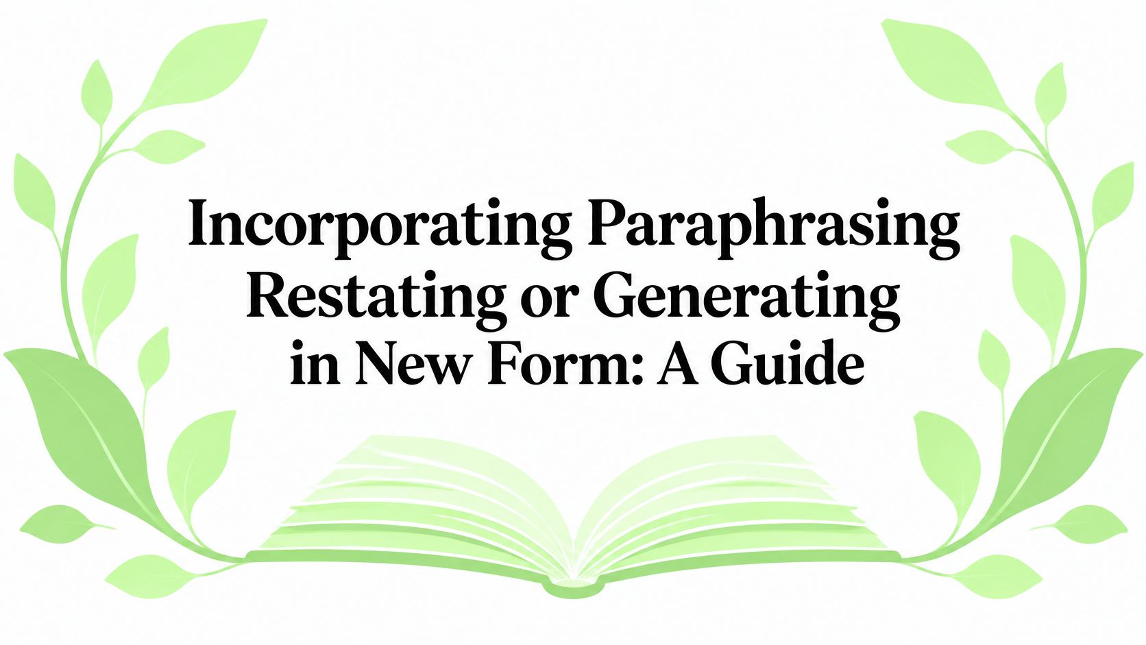 Incorporating Paraphrasing Restating or Generating in New Form: A Guide