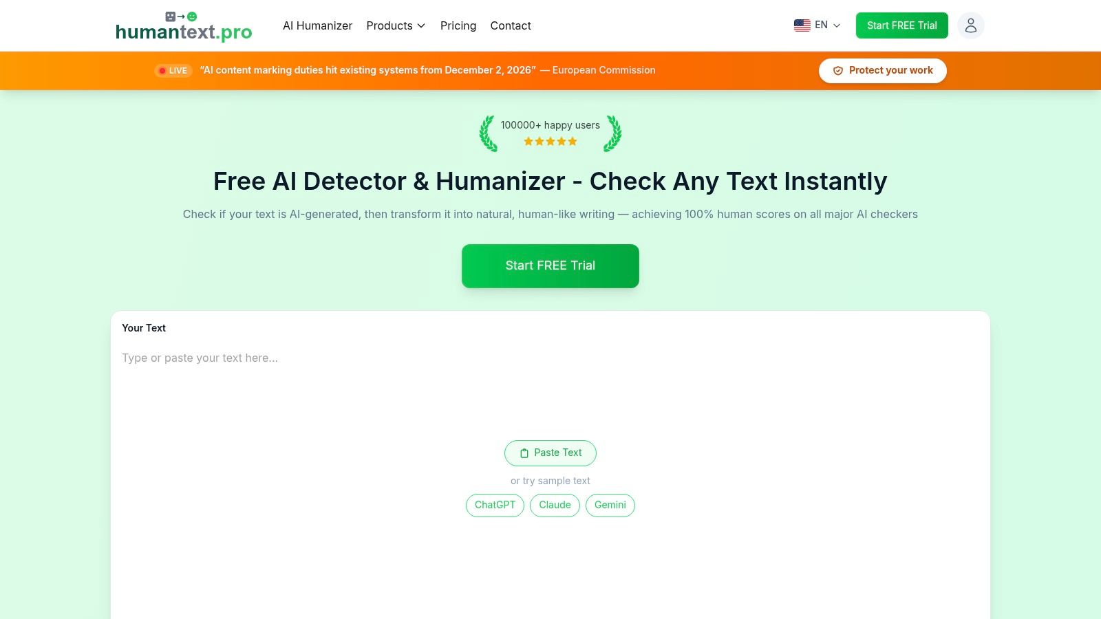 Screenshot from https://humantext.pro
