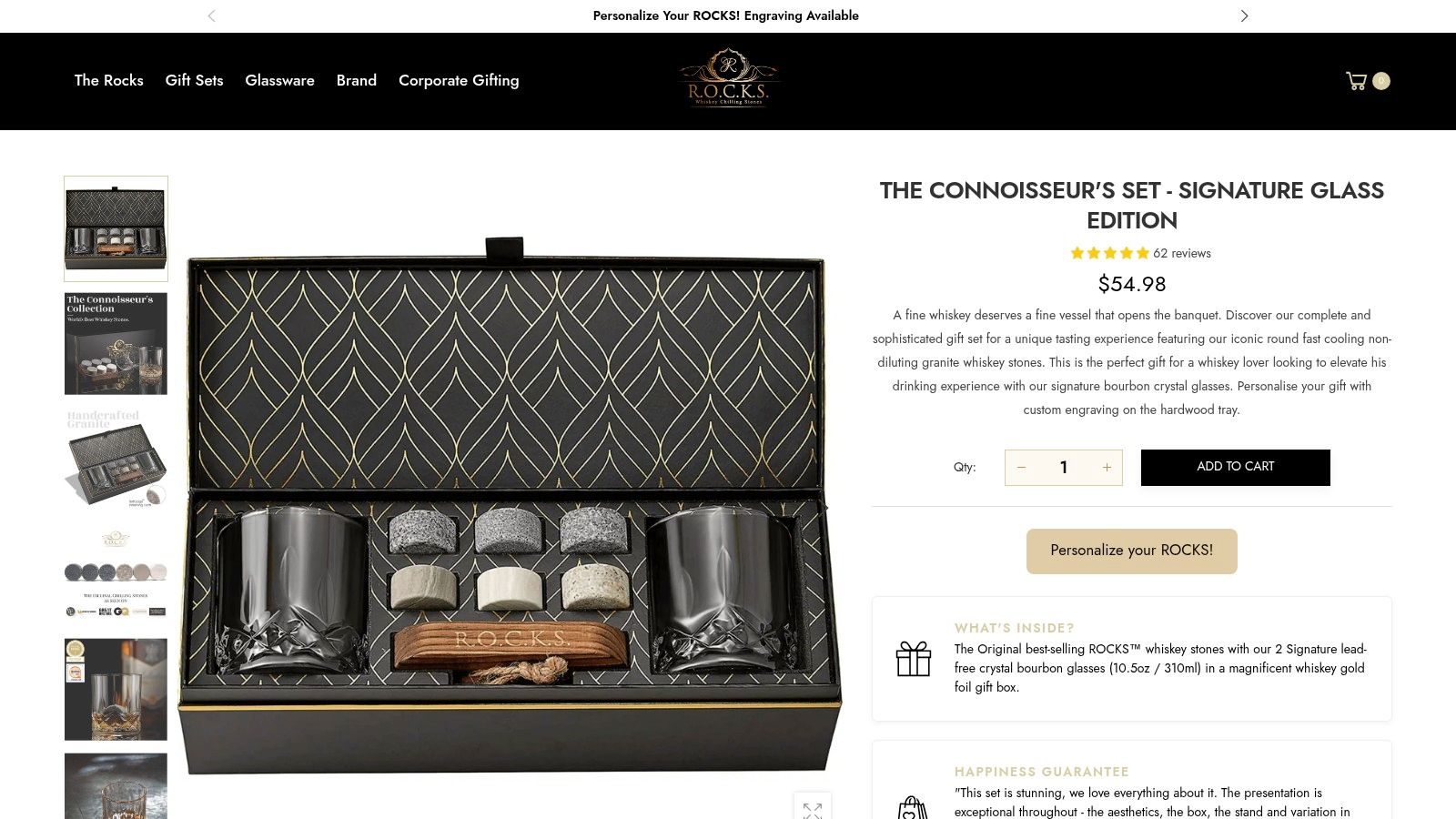 The Connoisseur's Set with whiskey glasses and chilling stones, perfect for gifts, corporate gifting, and home barware.