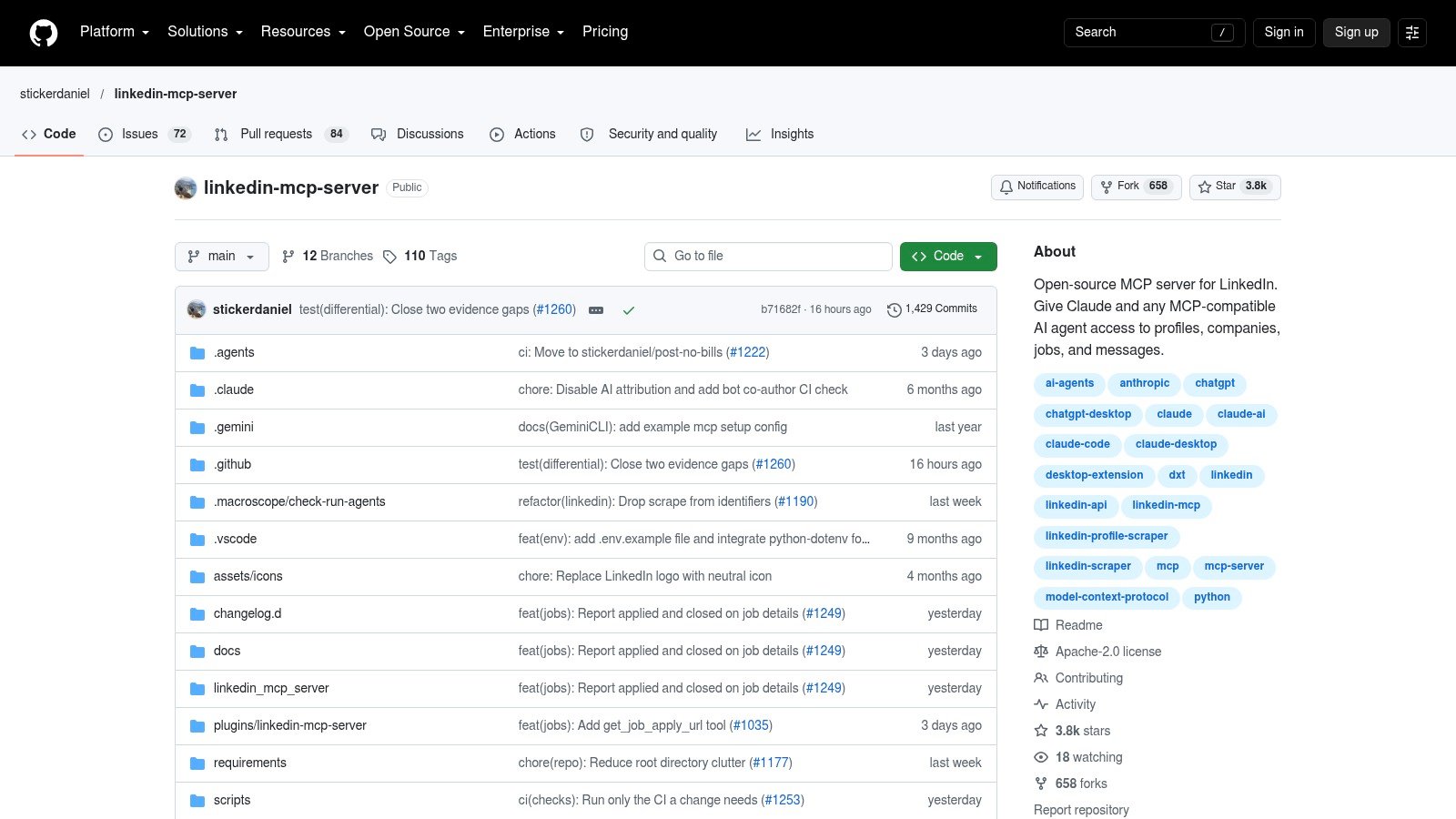 LinkedIn MCP GitHub repository