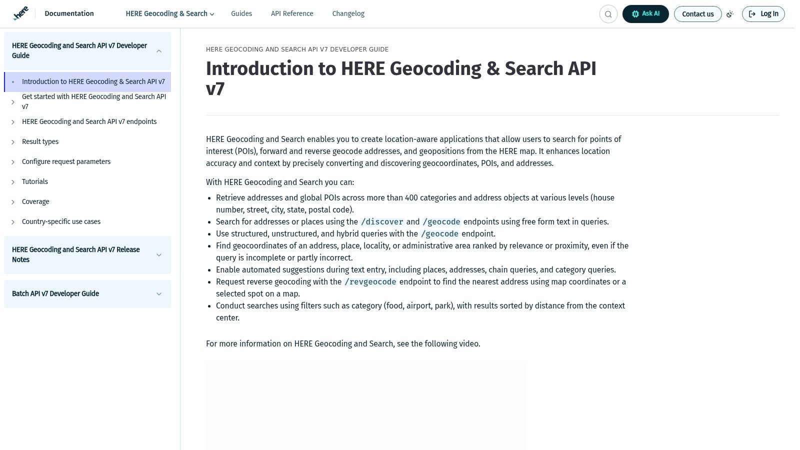 HERE Geocoding and Search docs