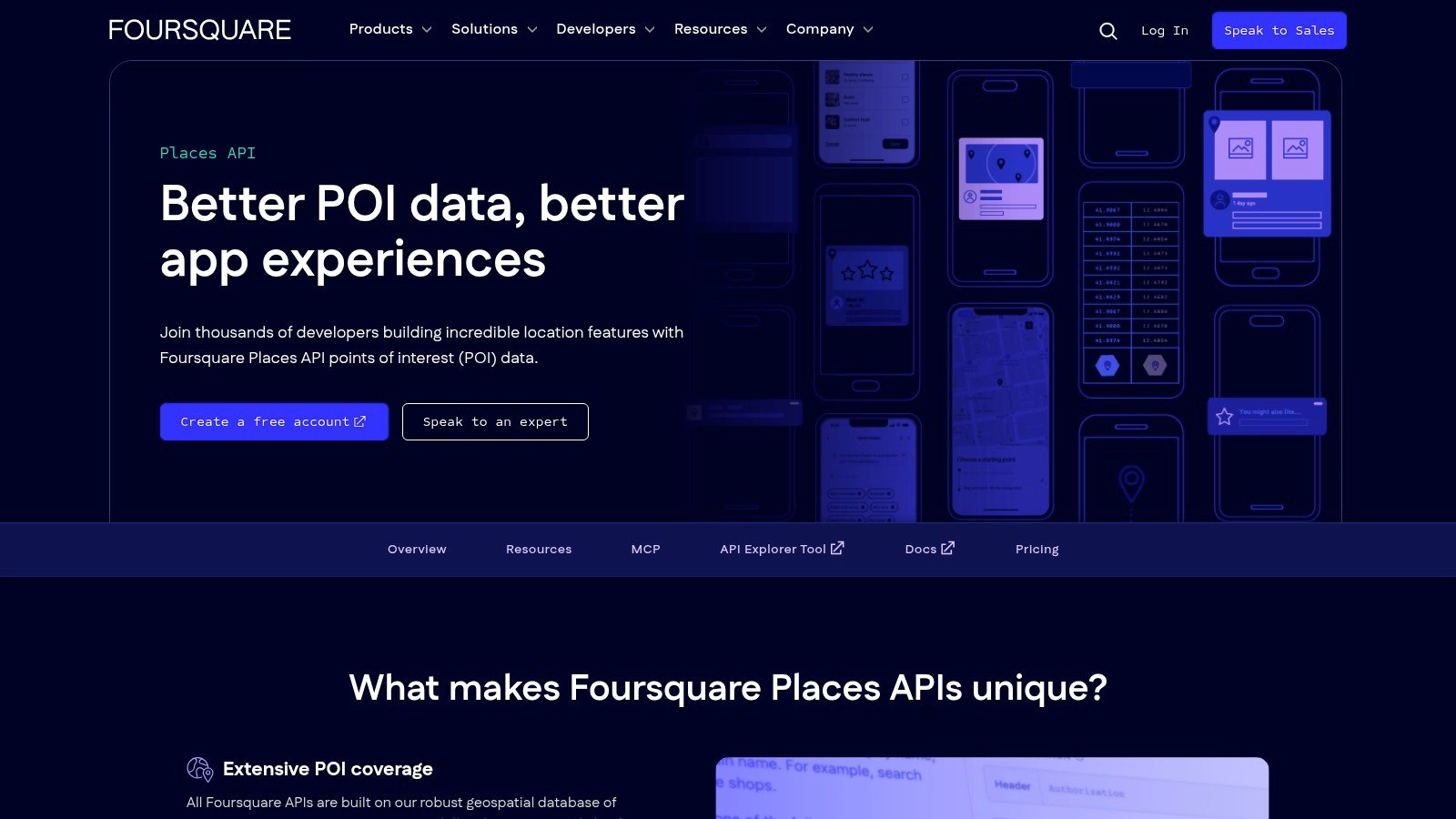 Foursquare Places API page