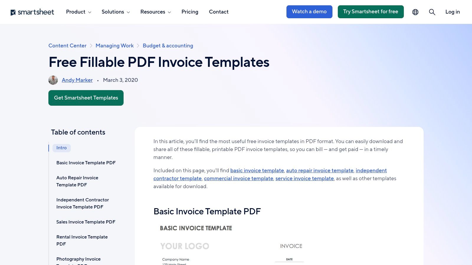 Smartsheet: Contractor, Trade, and Progress-Billing Templates