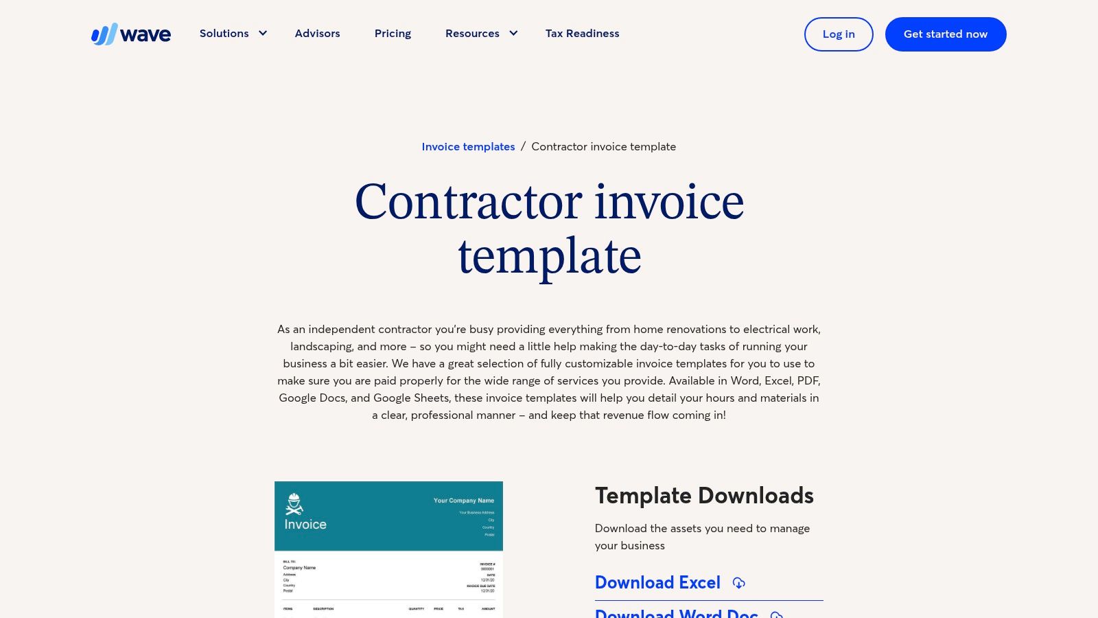 Wave: Contractor Invoice Templates