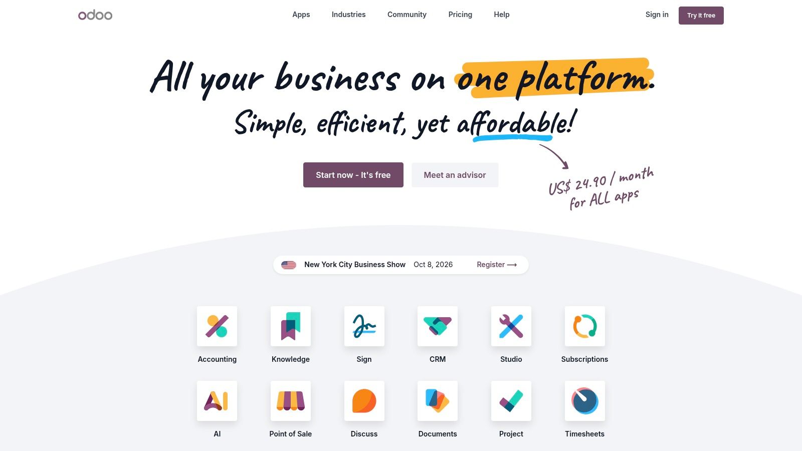 Odoo Community (with OCA Field Service modules)