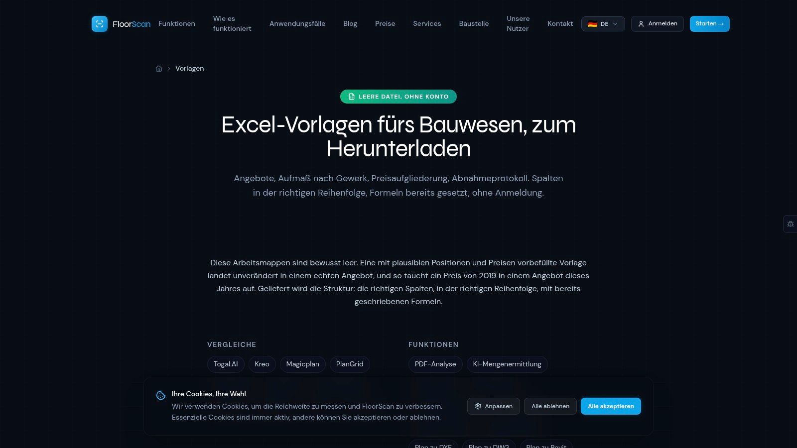 FloorScan – Excel-Vorlagen fürs Bauwesen