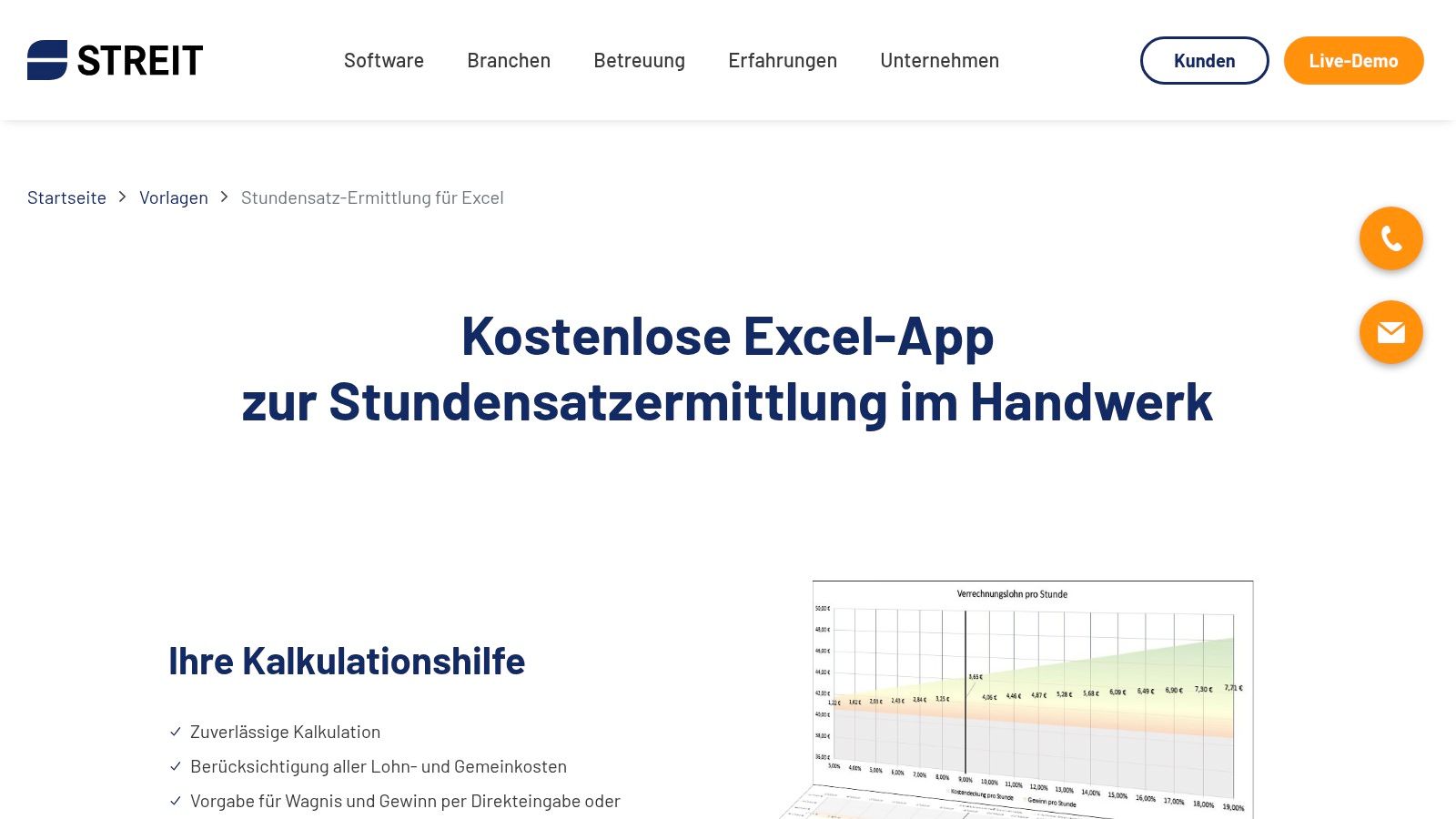 STREIT, Excel-Vorlage zur Stundensatzermittlung im Handwerk