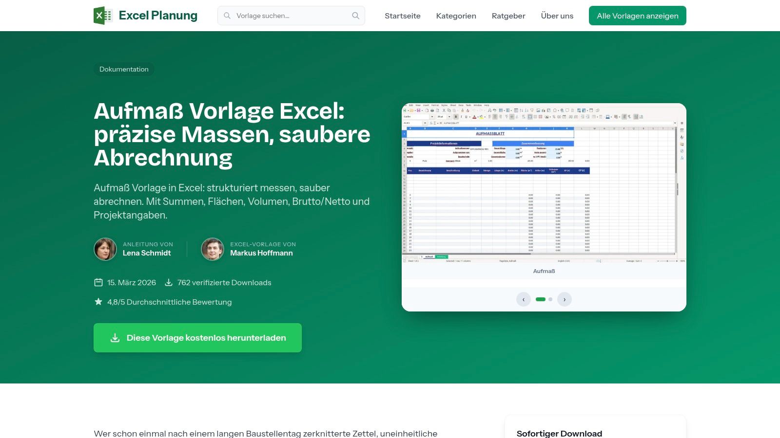 Excel-Planung.com-Aufmaßvorlage