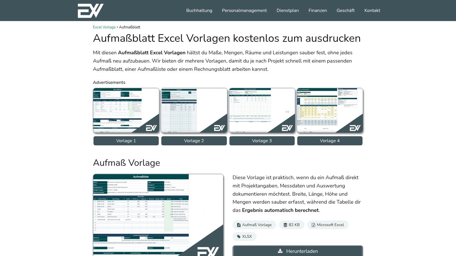 Excelvorlage.net-Aufmaßblatt