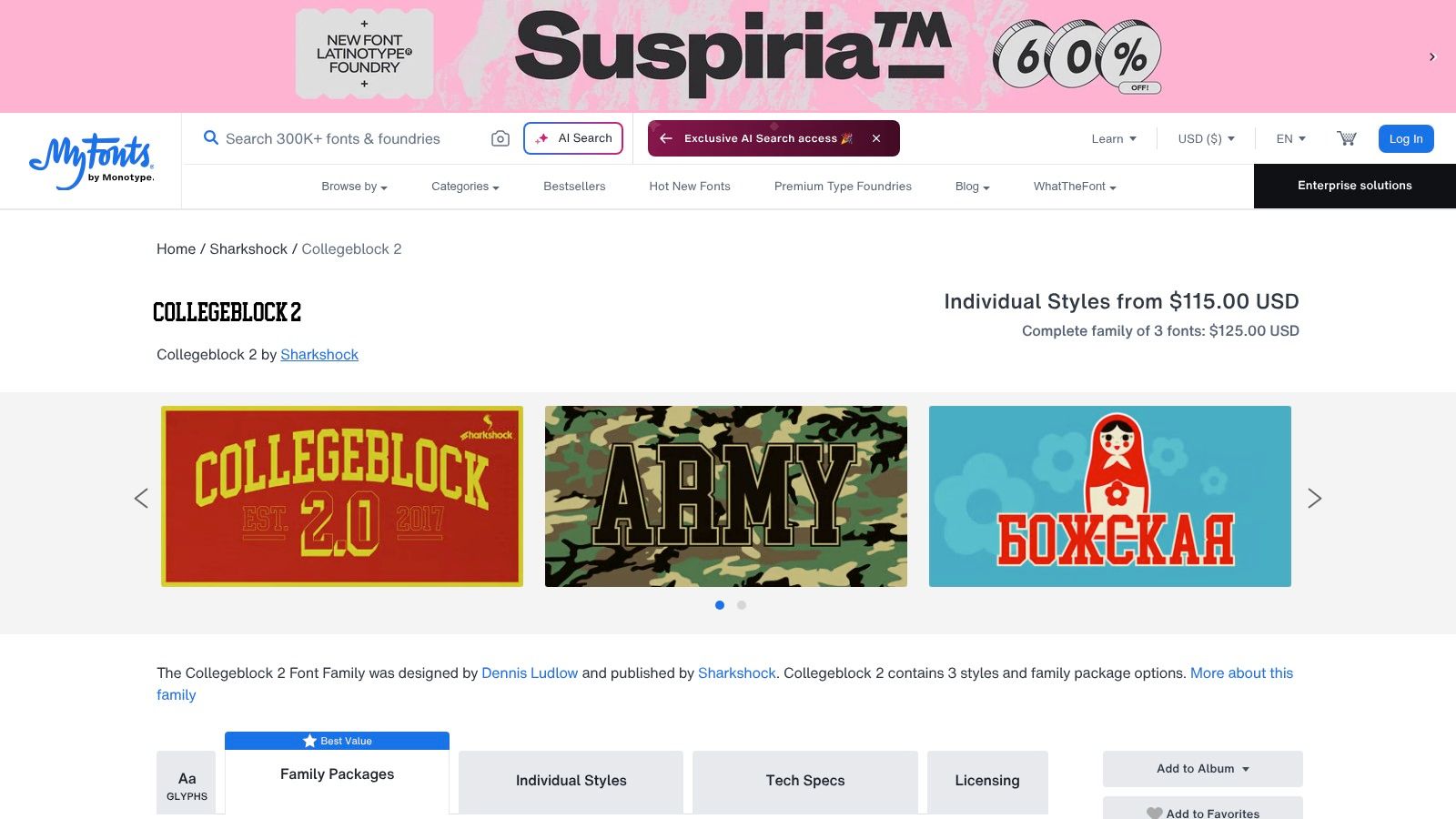 Collegeblock 2, Sharkshock (MyFonts)