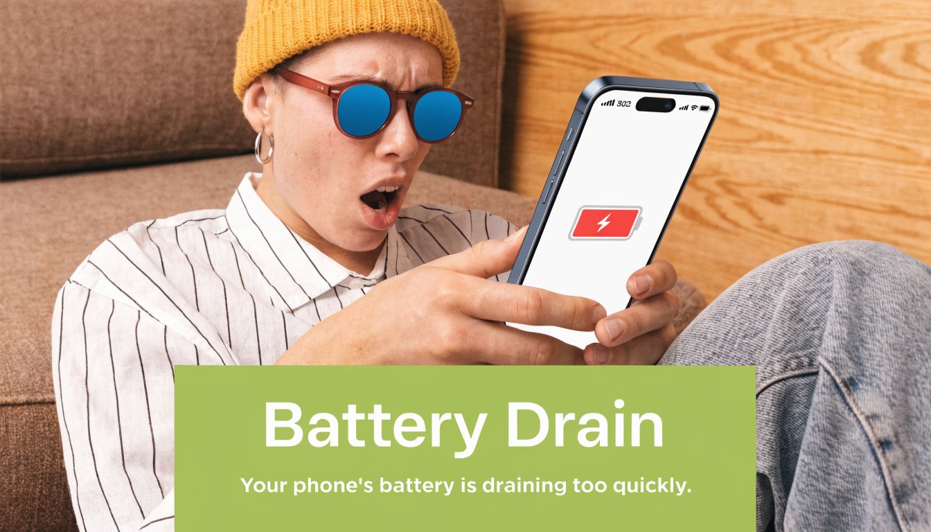 A person looking shocked at a smartphone screen showing a red low battery icon, indicating charging issues.