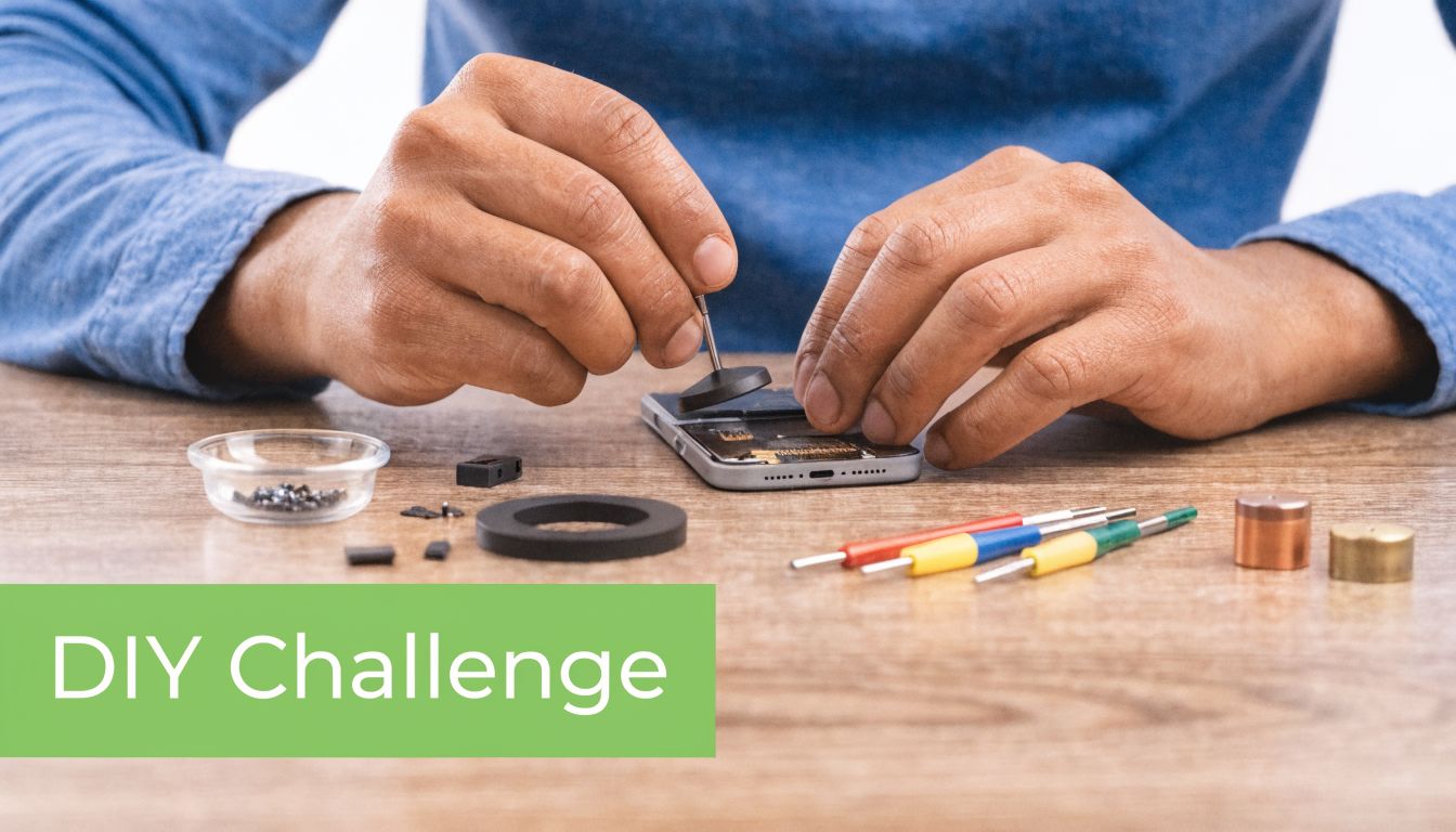 A person using specialized tools to carefully repair the internal components of a mobile smartphone.