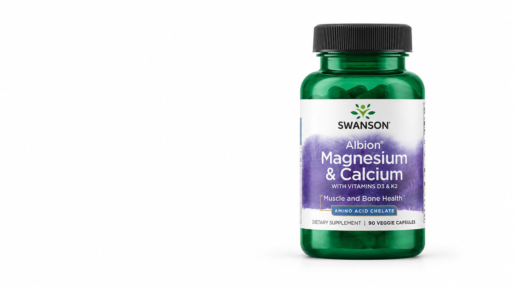 Swanson Albion Chelated Magnesium & Calcium 2:1 90 Veg Capsules