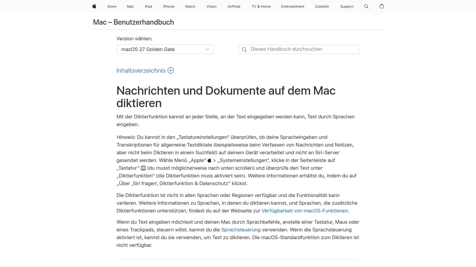 Apple Diktat (macOS, iOS/iPadOS)