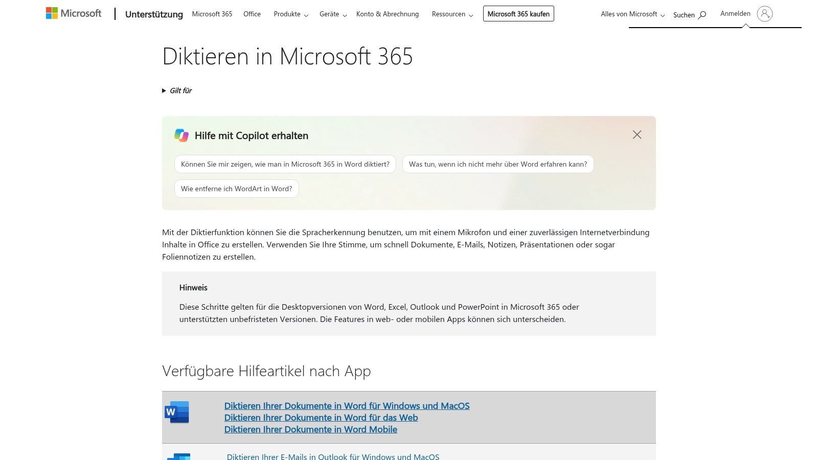 Microsoft 365 Dictation
