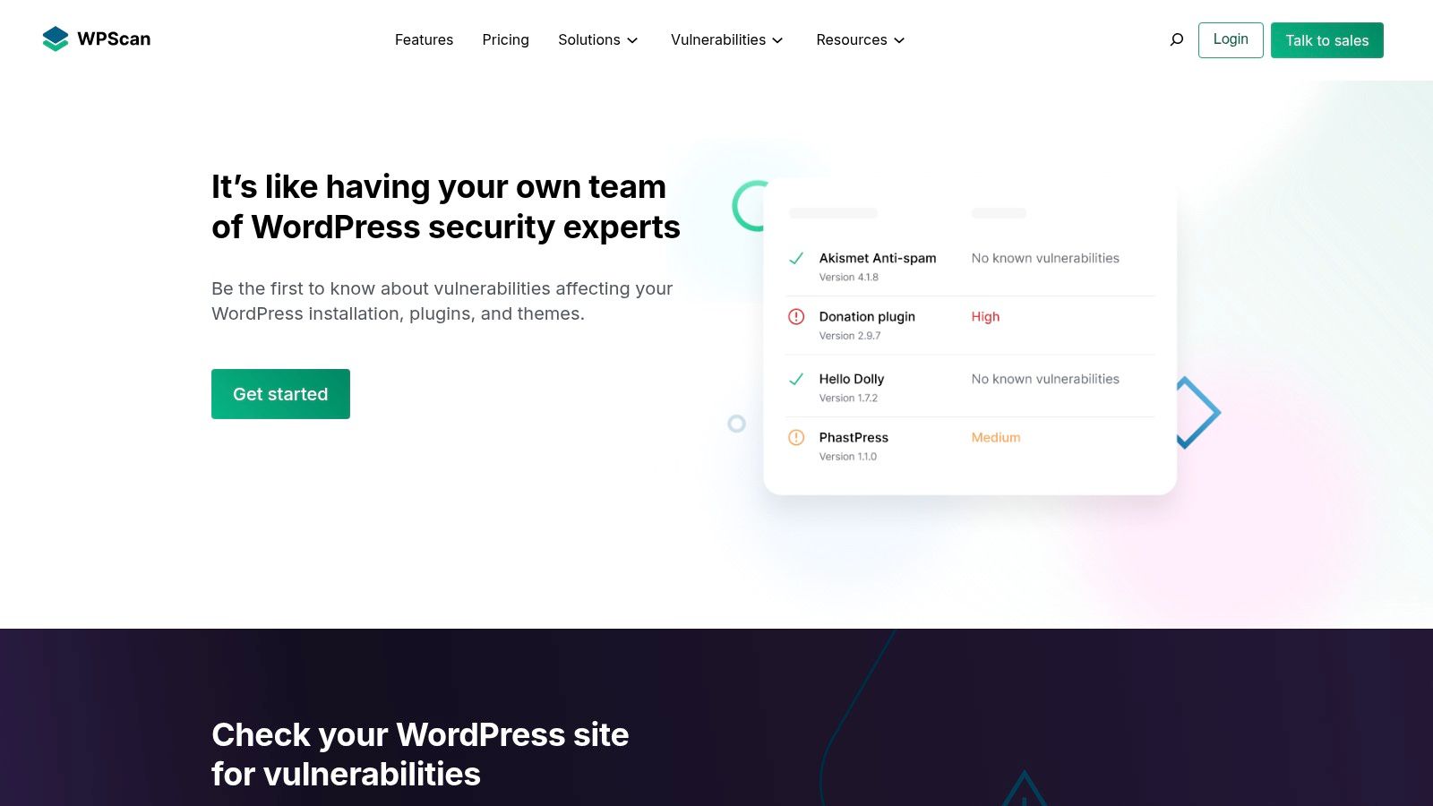 WPScan (Vulnerability Database, API, and tooling)