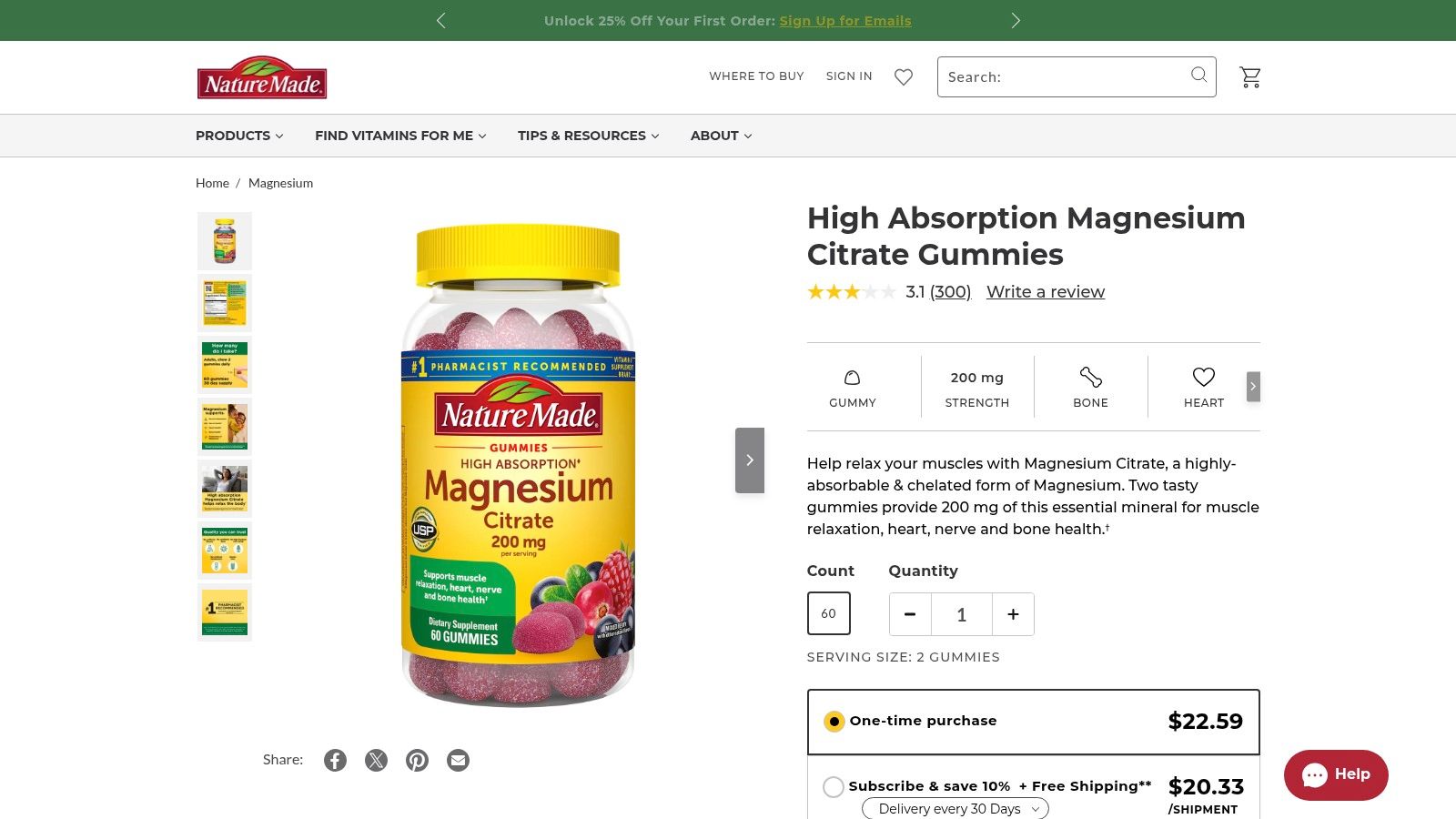 Nature Made High Absorption Magnesium Citrate Gummies