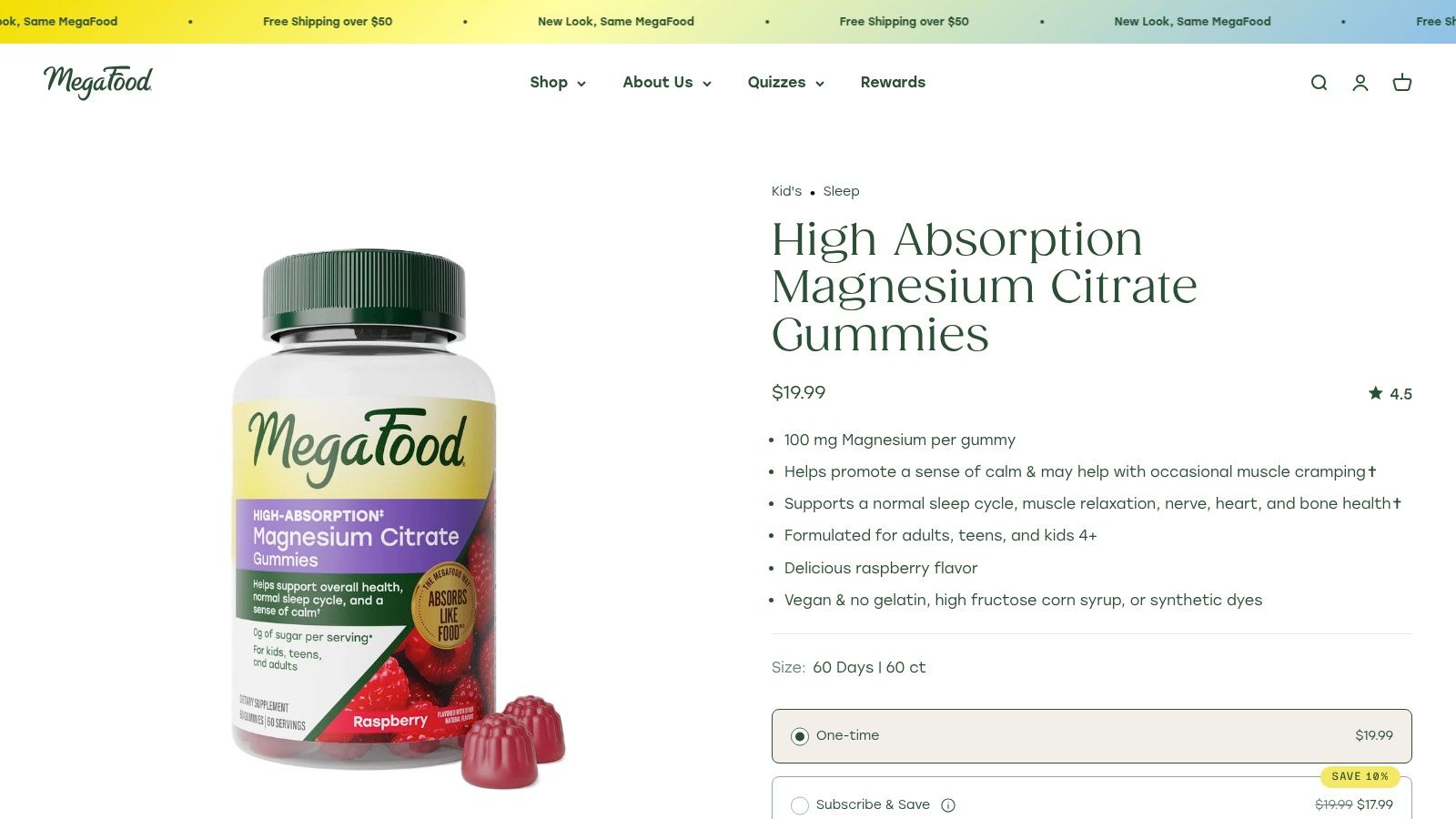 MegaFood High Absorption Magnesium Citrate Gummies