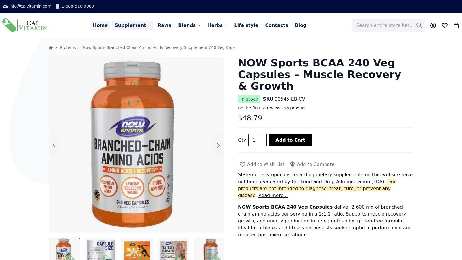 NOW Sports BCAA 240 Veg Capsules – Muscle Recovery & Growth