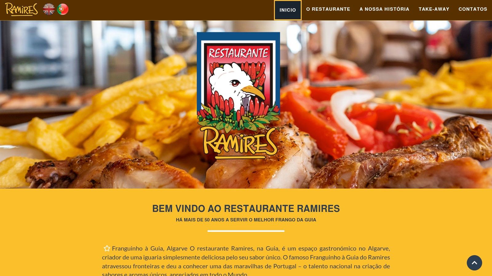 A plate of freshly grilled piri-piri chicken from Restaurante Ramires.
