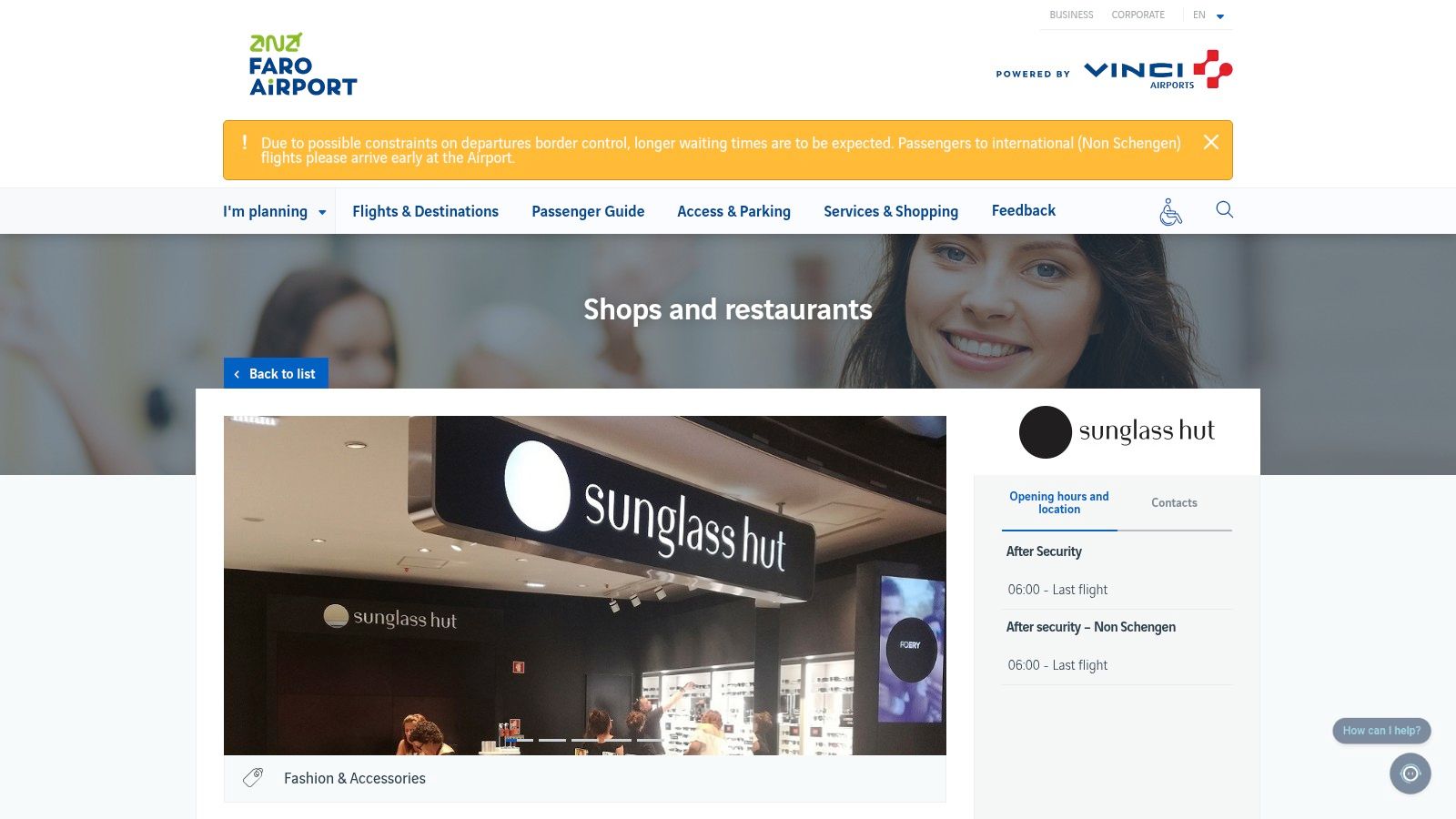 Sunglass Hut (After Security and Non‑Schengen)