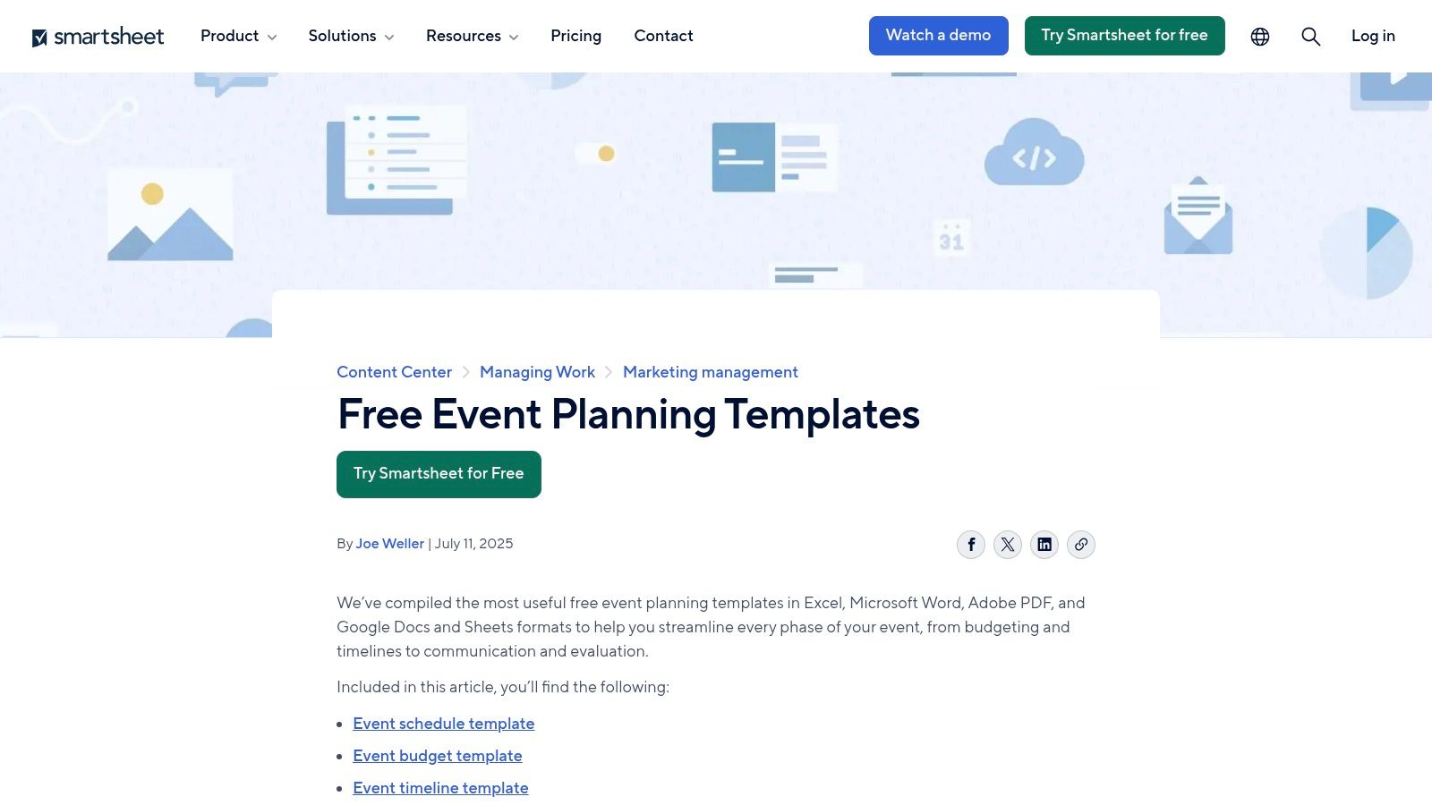 Smartsheet – Free Event Planning Templates