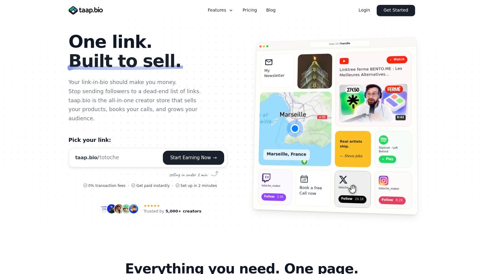 Screenshot from https://taap.bio