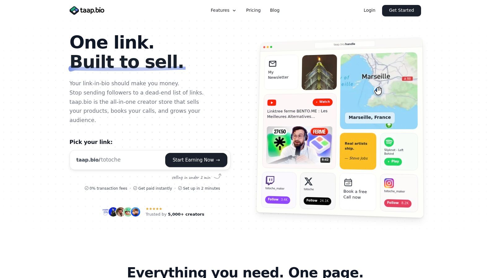 Screenshot from https://taap.bio