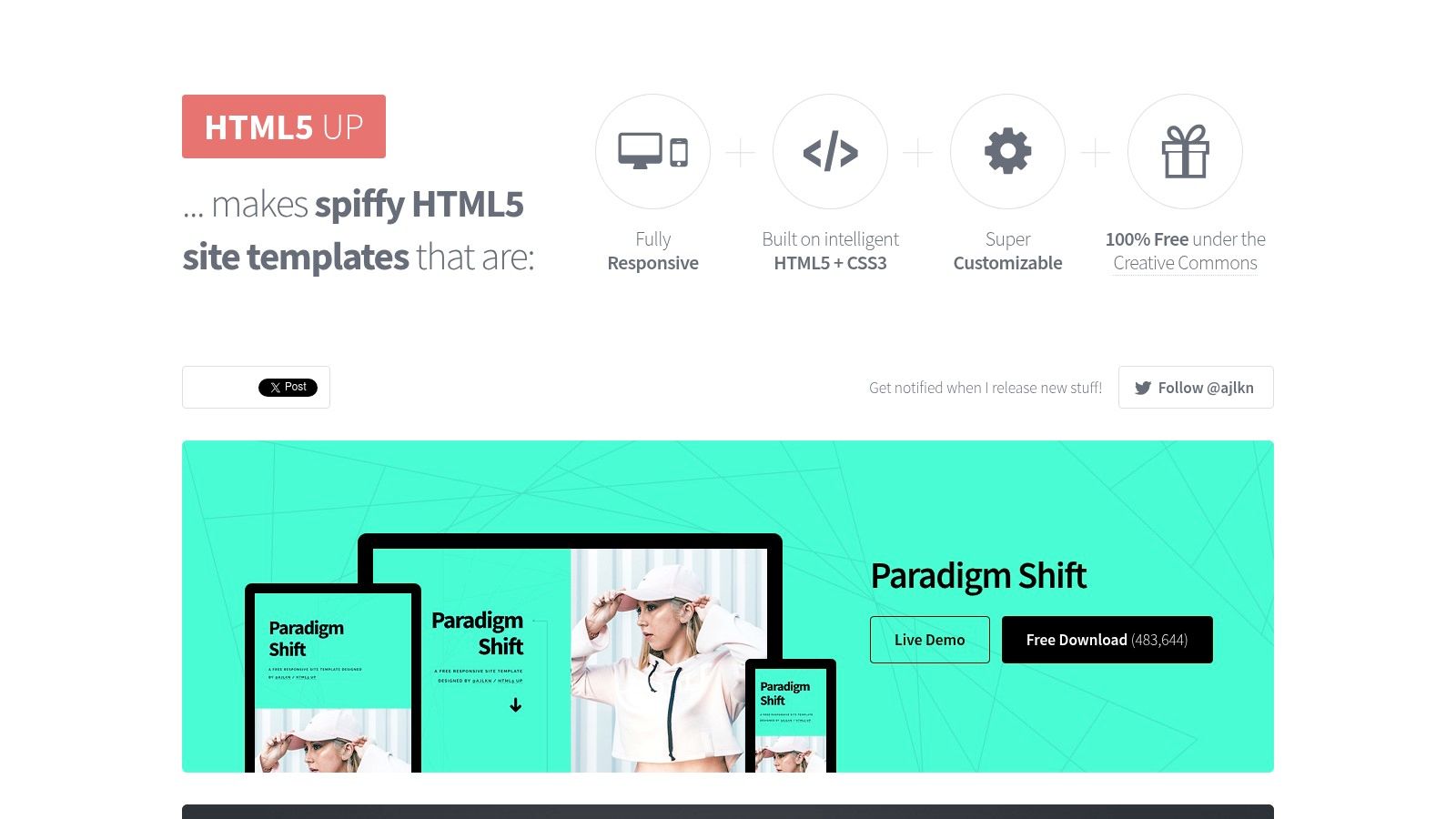 A grid of website template previews from HTML5 UP