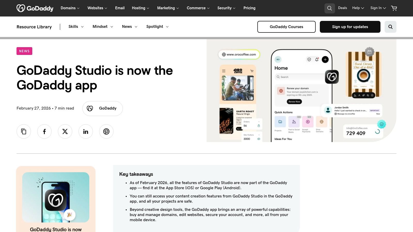 GoDaddy Studio (formerly Over)