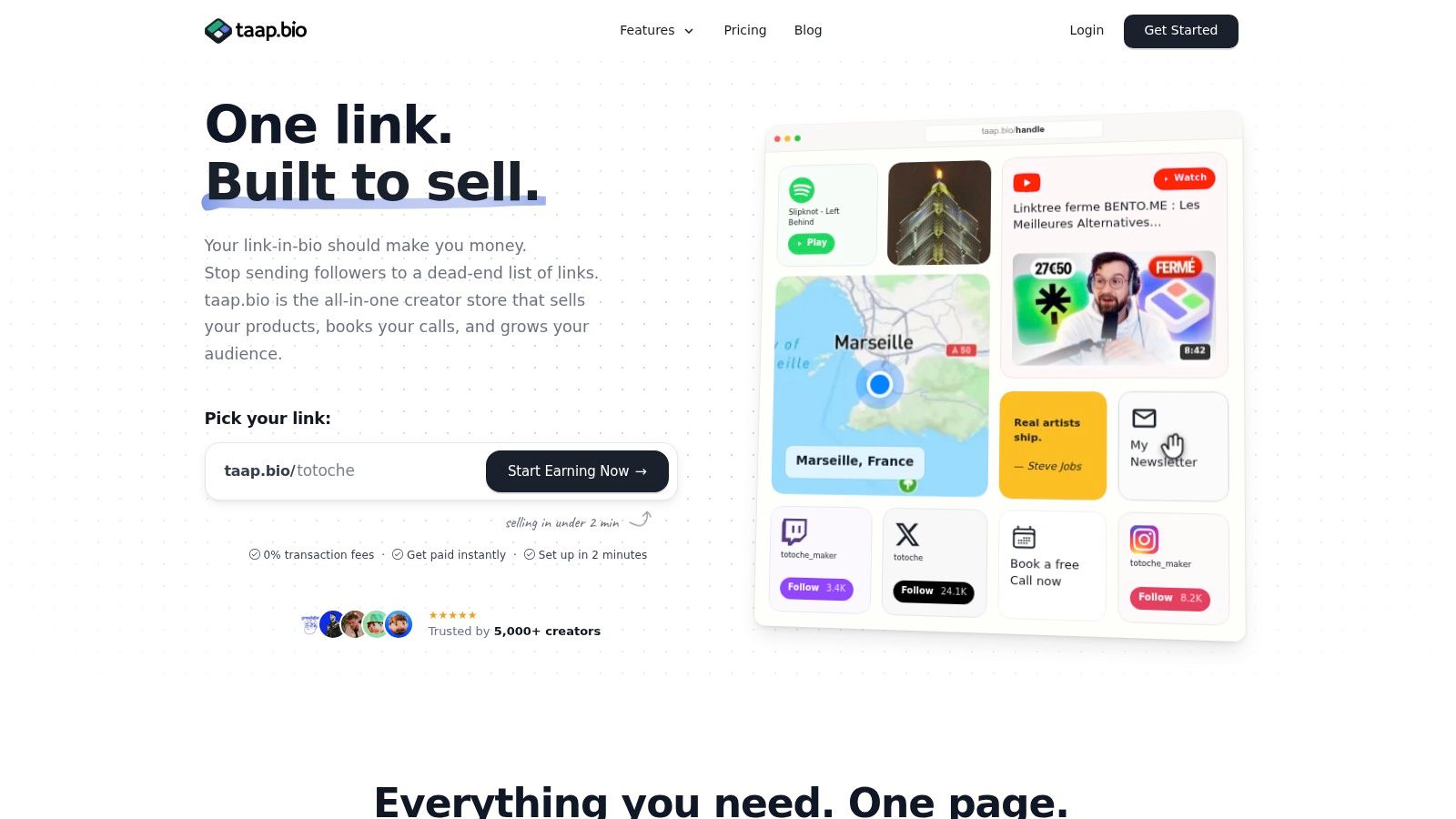 Screenshot from https://taap.bio