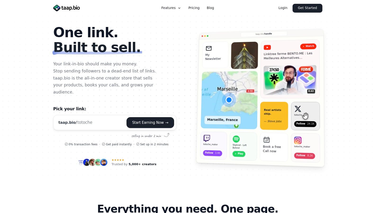 Screenshot from https://taap.bio