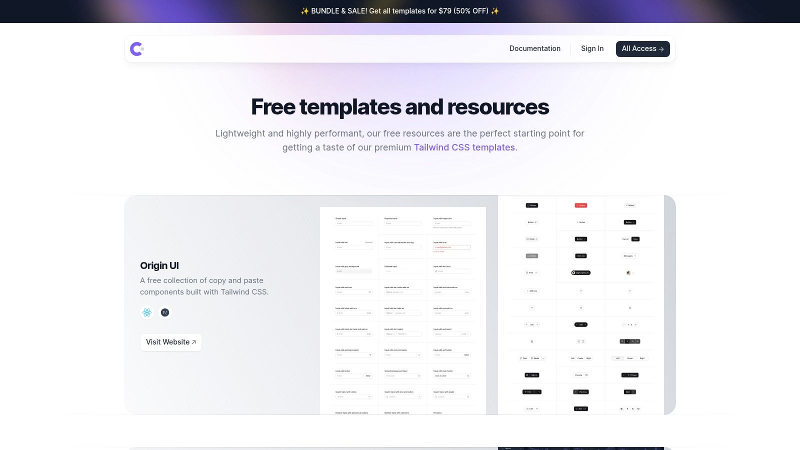 A sleek website template preview from Cruip with dark and light mode options