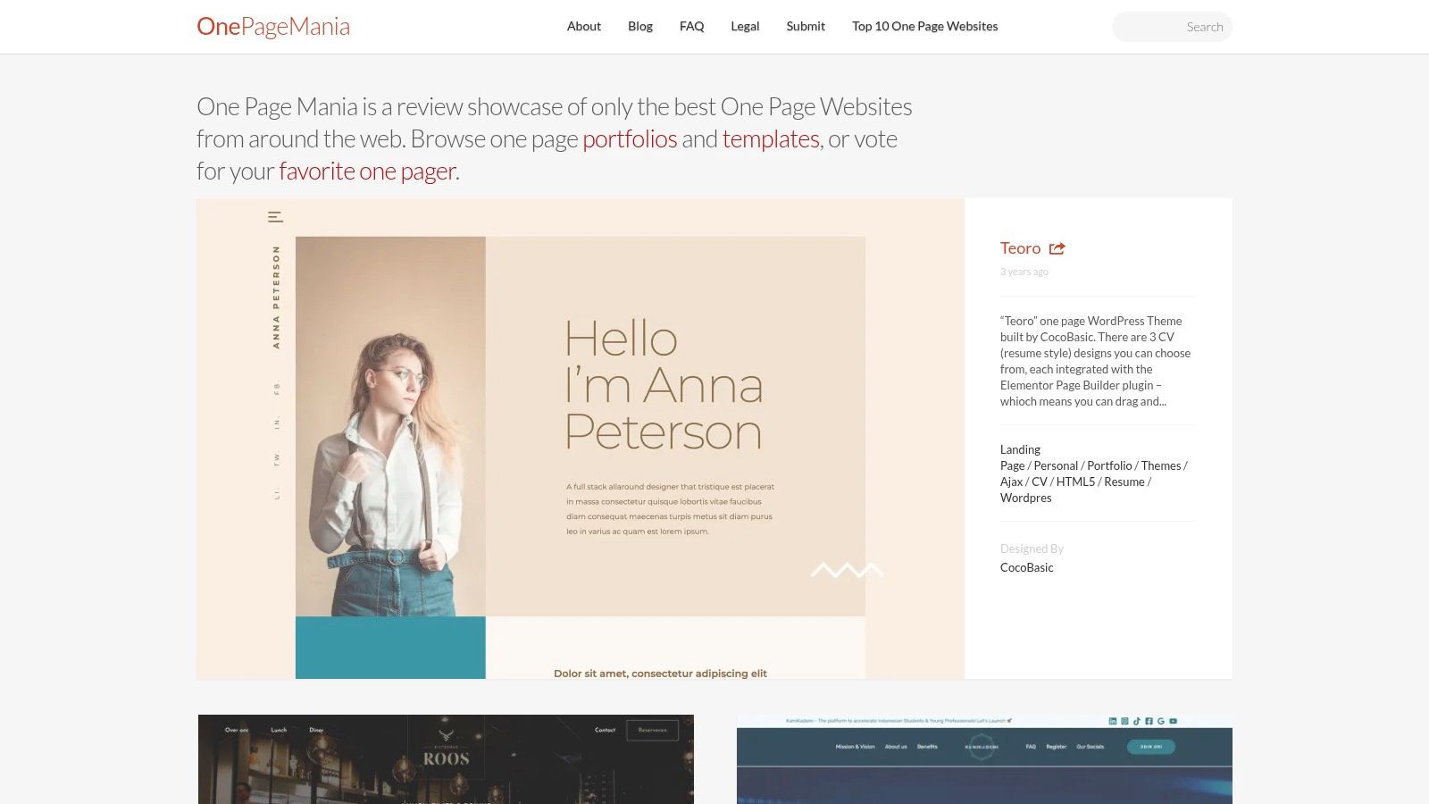 One Page Mania