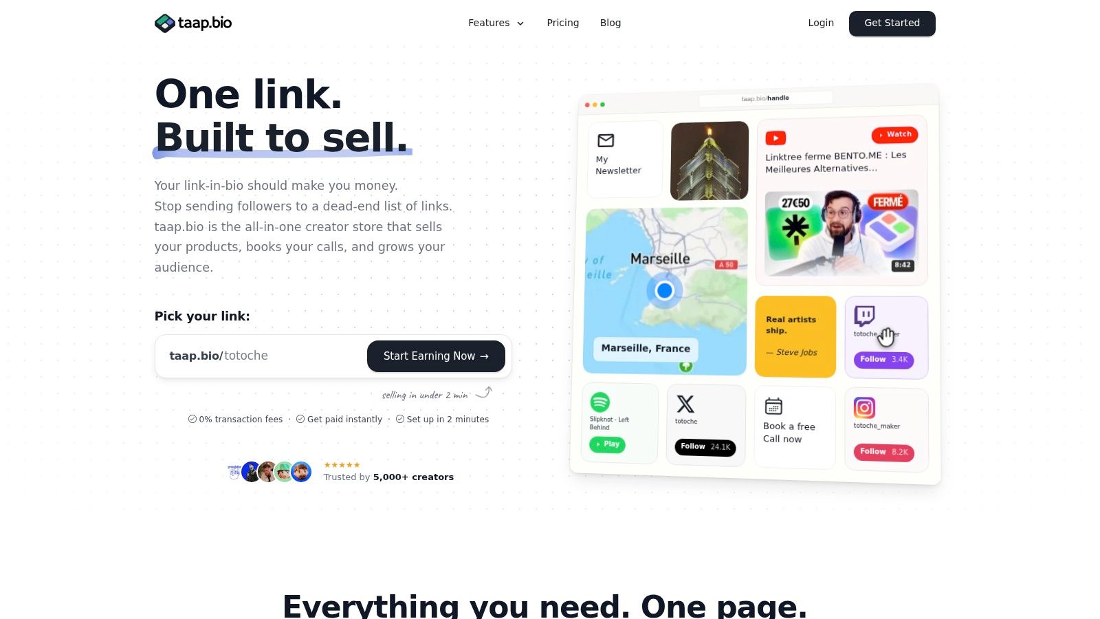 Screenshot from https://taap.bio