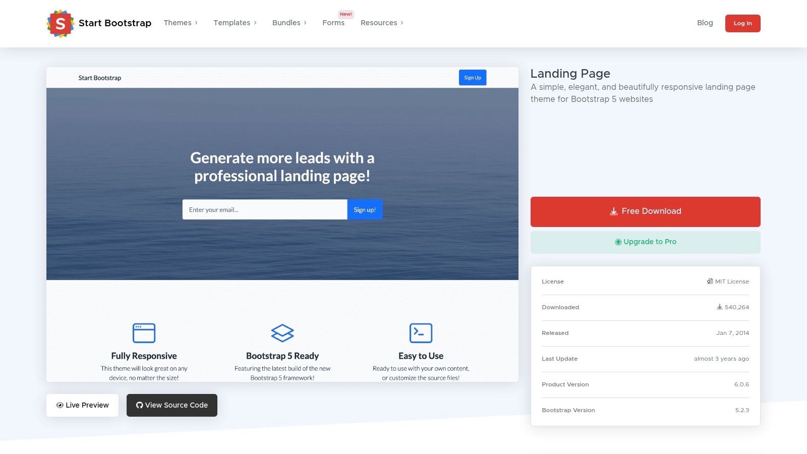 Start Bootstrap (Landing Page theme)