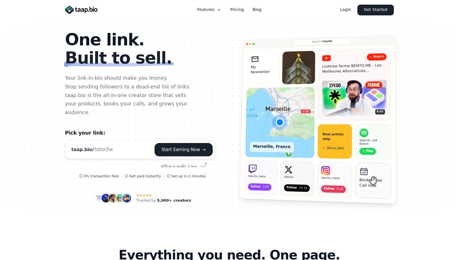 Screenshot from https://taap.bio