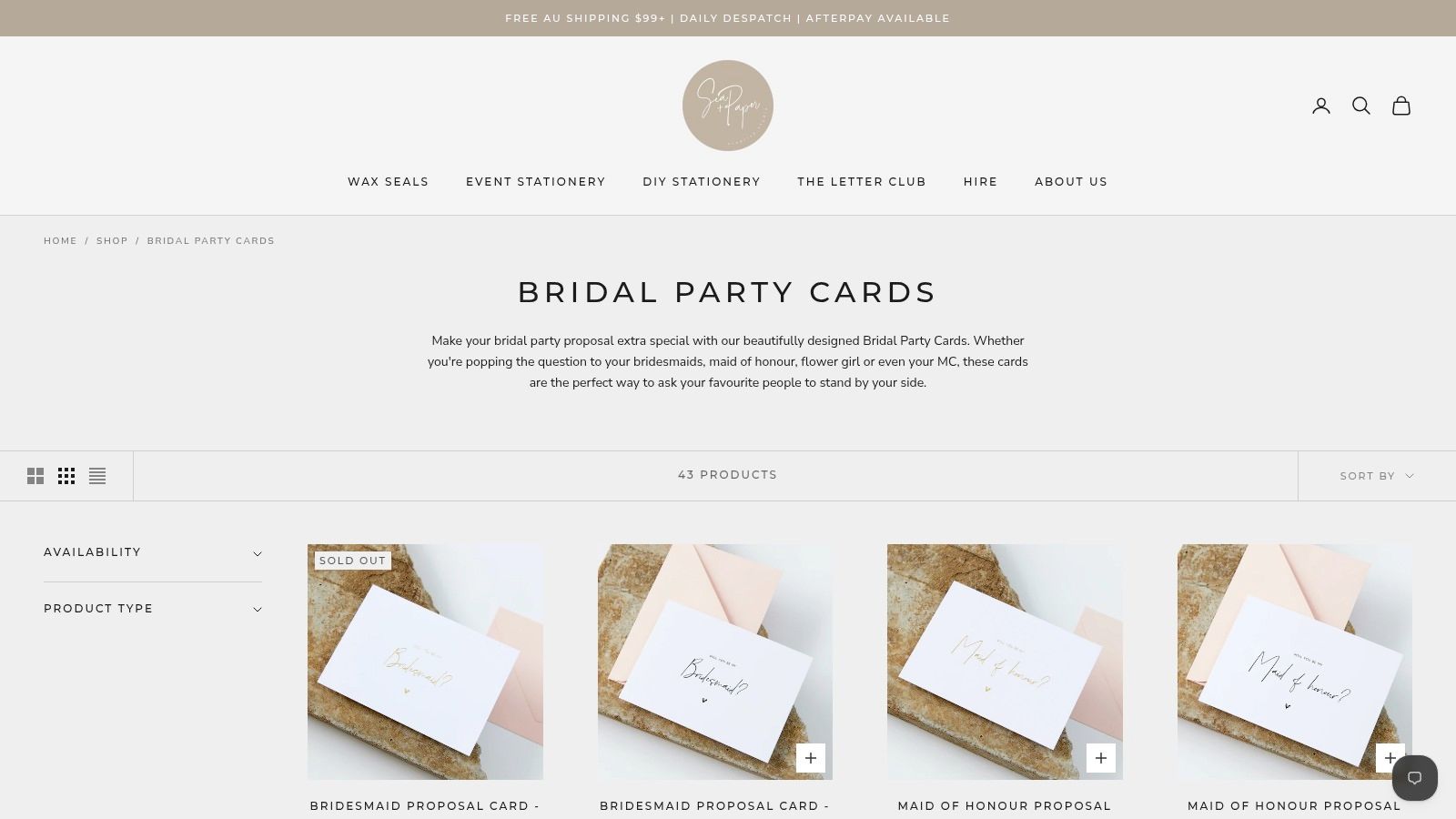 Sea and Paper Creative Studio Bridal Party Cards