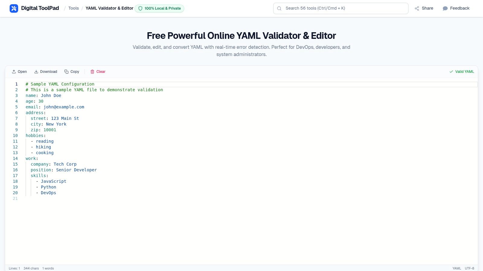 Tools - Yaml Editor Validator