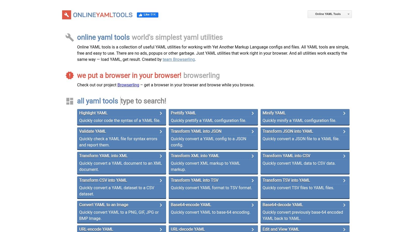 Online YAML Tools (Browserling)