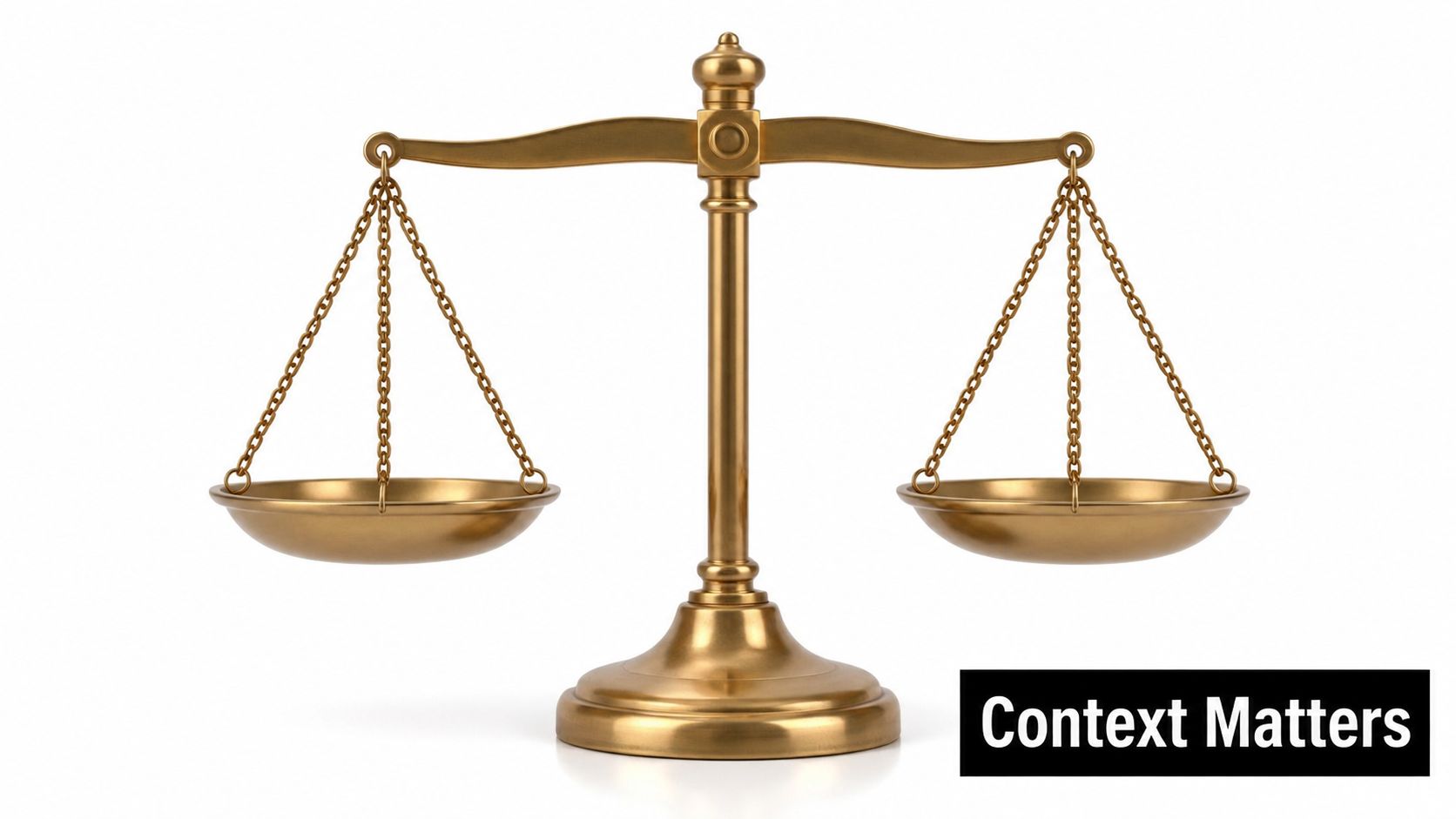 A golden scales of justice symbol isolated on a clean white background representing legal balance.