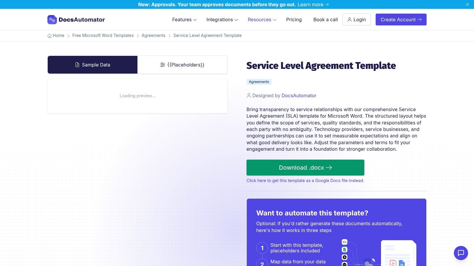 DocsAutomator Free Microsoft Word SLA Template