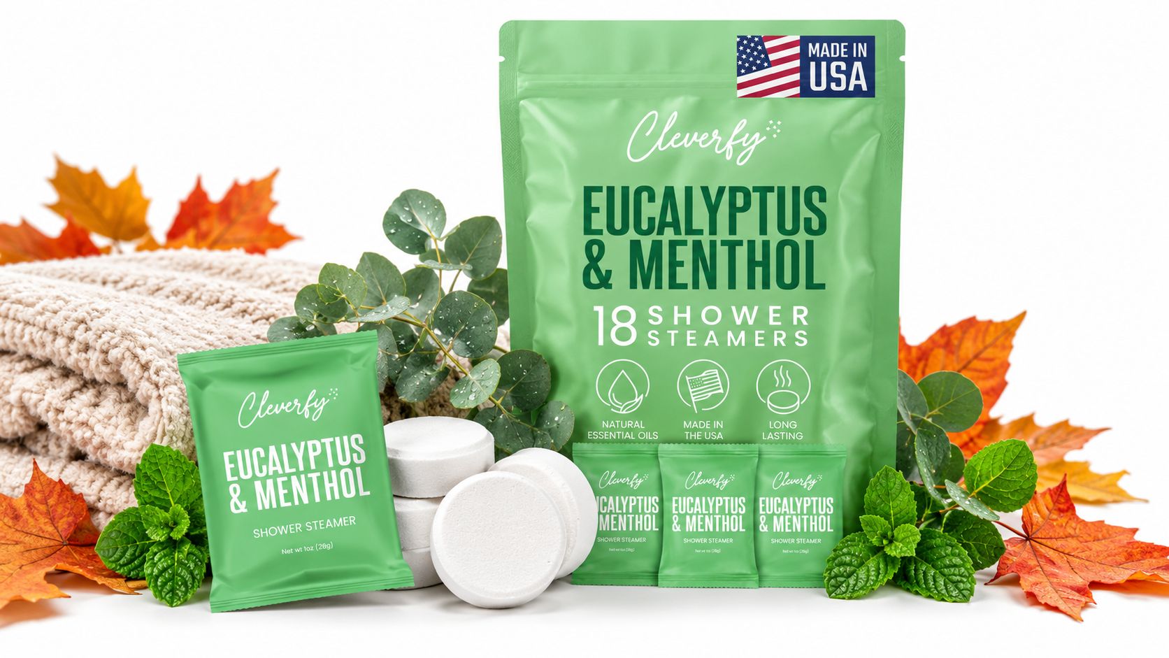 Cleverfy Eucalyptus and Menthol Megapack of 18 Shower Steamers